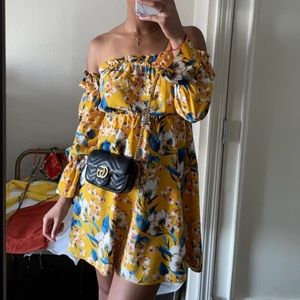 Off the Shoulder long sleeve floral dress